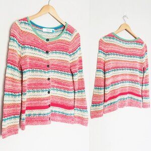Sparrow Anthropologie Marna Fair Isle Striped Merino Wool Blend Cardigan M $188